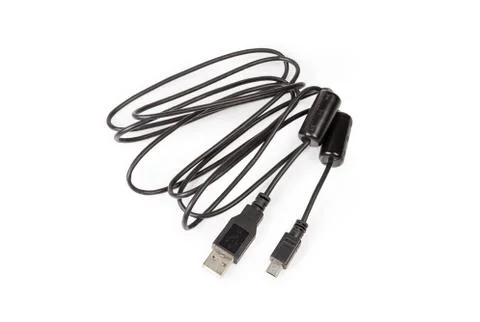 Cable USB to mini-USB on a white background Stock Photos