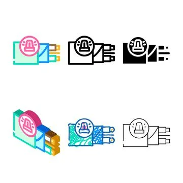 Cable variants for alarm systems color icon vector Stock Illustration