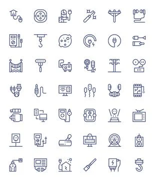 Cable Vector Icon Arsenal with 42 Retina Ready Regular Line Detail Enhanced.. Stock Illustration