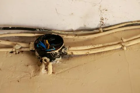 Cable on wall Stock Photos