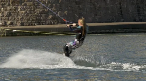 Cable water skiing Vídeo Stock 49568036