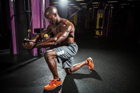 Cable Wire Chest Fly Workout Stock Photos