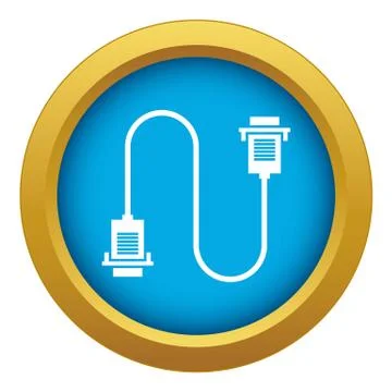 Cable wire computer icon blue vector isolated Illustrazione stock
