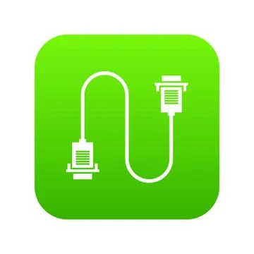 Cable wire computer icon digital green Illustrazione stock
