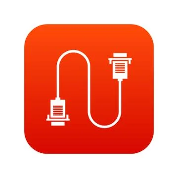 Cable wire computer icon digital red Stock Illustration
