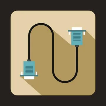 Cable wire computer icon, flat style Illustrazione stock