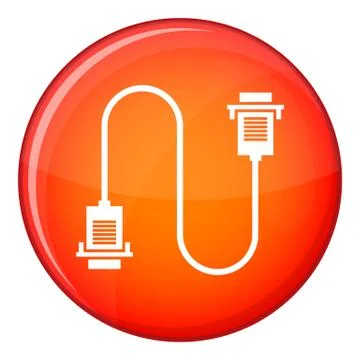 Cable wire computer icon, flat style Illustrazione stock