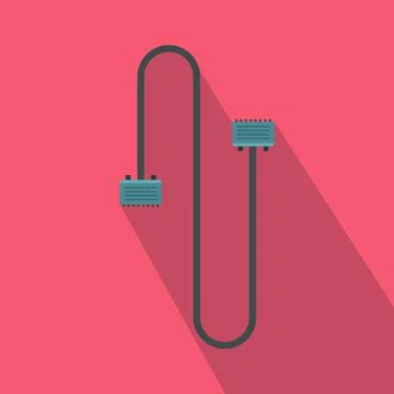 Cable wire computer icon, flat style Illustrazione stock