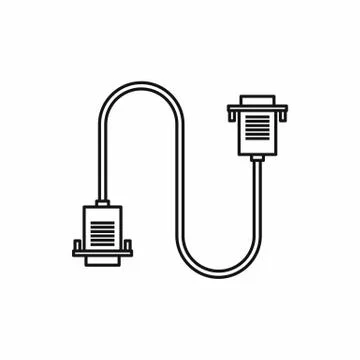 Cable wire computer icon, outline style Stock Illustration