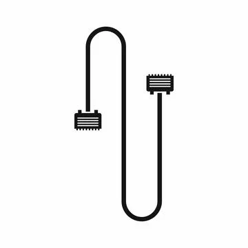 Cable wire computer icon, simple style Stock Illustration