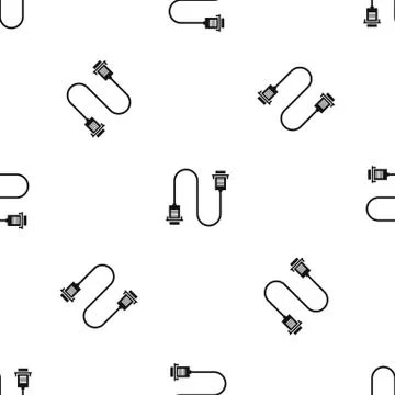 Cable wire computer pattern seamless black Stock Illustration