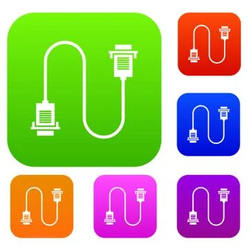 Cable wire computer set collection Stock Illustration