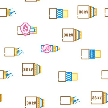 Cable Wire Electrical System Icons Set Vector Stock Illustration