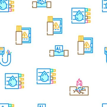 Cable Wire Electrical System Icons Set Vector Stock Illustration