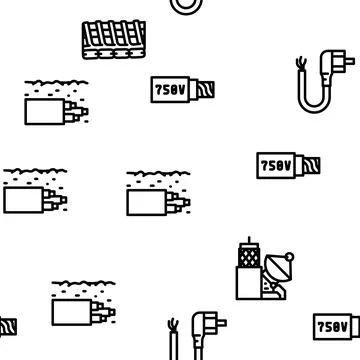 Cable Wire Electrical System Vector Seamless Pattern 스톡 일러스트