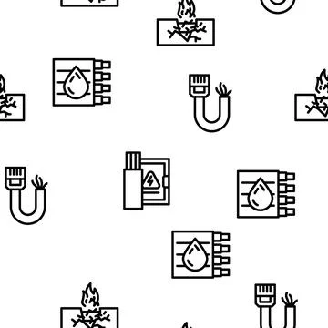 Cable Wire Electrical System Vector Seamless Pattern Illustrazione stock