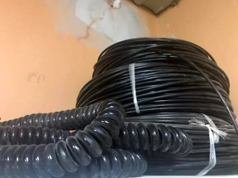 Cable wire technology connection communication electricity equipment power. I Stock Photos