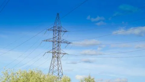 The cable wires on the cell tower Stock Photos