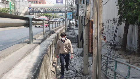 Cable Wires Mess in Bangkok Stock Footage 148487972