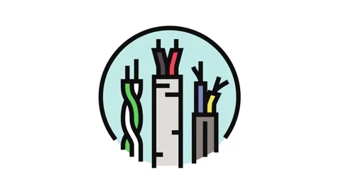Cable wiring electronics color icon animation Stock Footage 326106254
