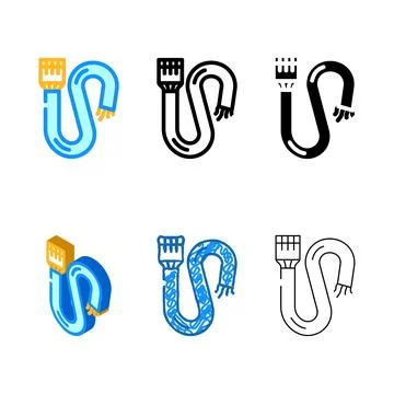 Cable wiring electronics color icon vector styles Stock Illustration
