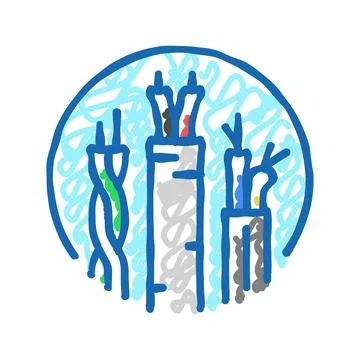 Cable wiring electronics icon doodle illustration Stock Illustration