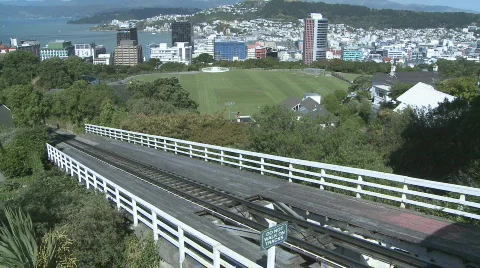 Cablecar decends back to the city Stock Footage 332594