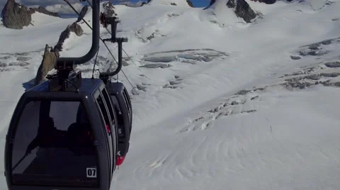 Cablecar of panoramic Mont Blanc Stock Footage 65374905