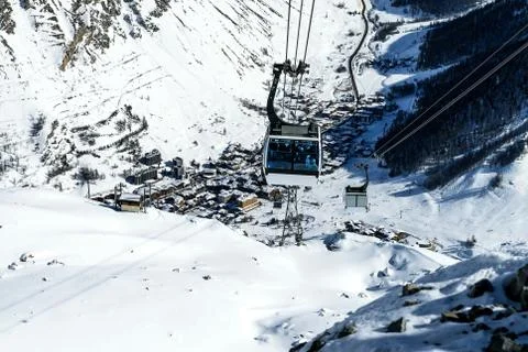Cablecar to Val d'Isere, Foto stock