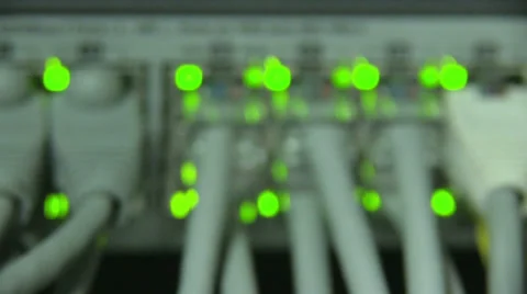 Cables and connections on network server. Видео 29930716