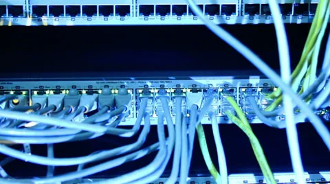 Cables and connections on network server. Stock Footage 32551967
