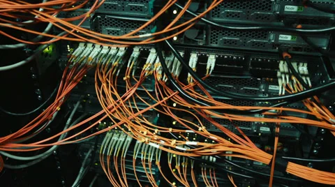 Cables and connections on network server. Stock Footage 34911320