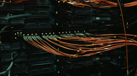 Cables and connections on network server. Stock Footage 34911481