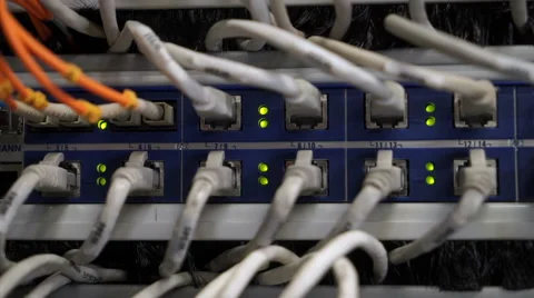 Cables and connections on network server Stock Footage 64727063