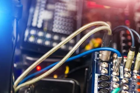 Cables of Audio Mixer Control Panel Stock Photos