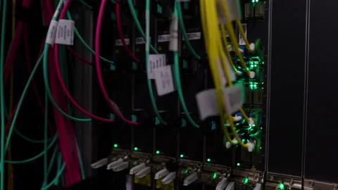 Cables &amp; blinking leds Servers Data Center - Cloud Computing Internet Traffic 스톡 동영상 169957595