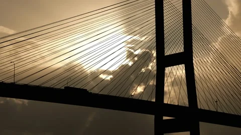 Cables Bridge Structure Road Suspension, Stock Footage 194977175