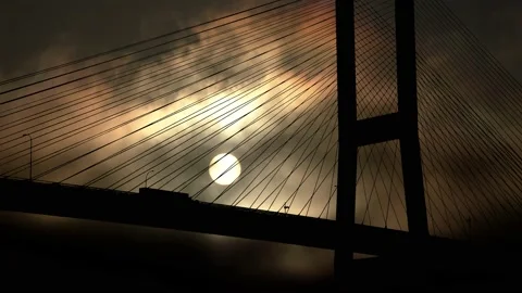 Cables Bridge Structure Road Suspension, Stock Footage 195065218