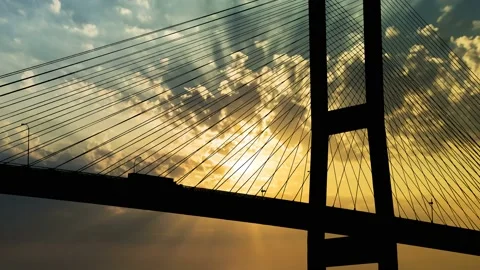 Cables Bridge Structure Road Suspension, Stock Footage 195084710