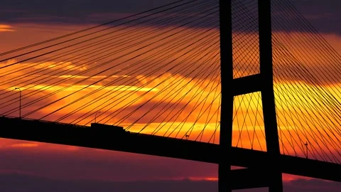 Cables Bridge Structure Road Suspension, Stock Footage 238400967