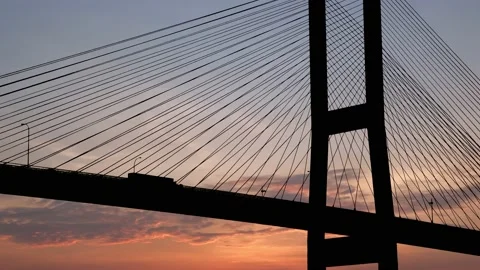 Cables Bridge Structure Road Suspension, Stock Footage 238419034
