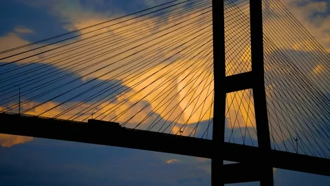 Cables Bridge Structure Road Suspension, Stock Footage 238428891