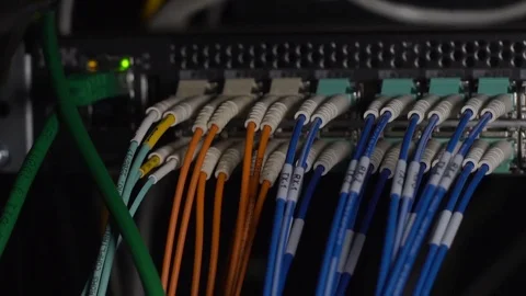 Cables carrying electric current, information data center, outdated technology Stock Footage 85147056