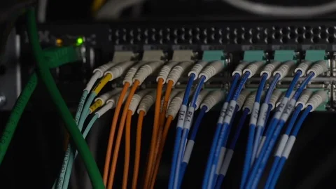 Cables carrying electric current, information data center, outdated technology Stock Footage 85147623