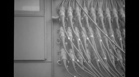 Cables in communication control truck Stock Footage