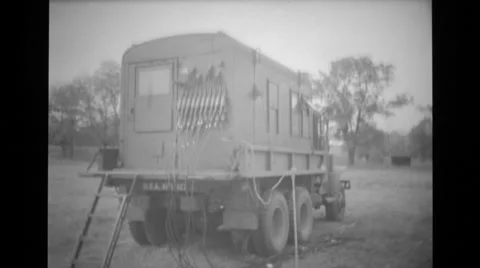 Cables in communication control truck Stock Footage 37593257