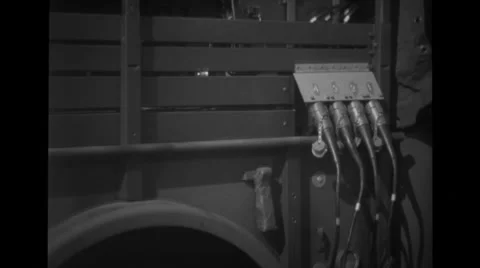 Cables in communication control truck Stock Footage