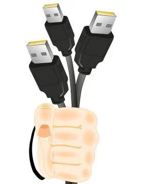 Cables with connector in hand Stock Illustration