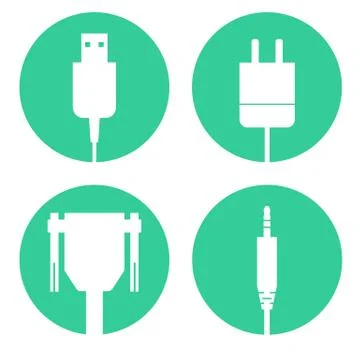Cables icons set Stock Illustration