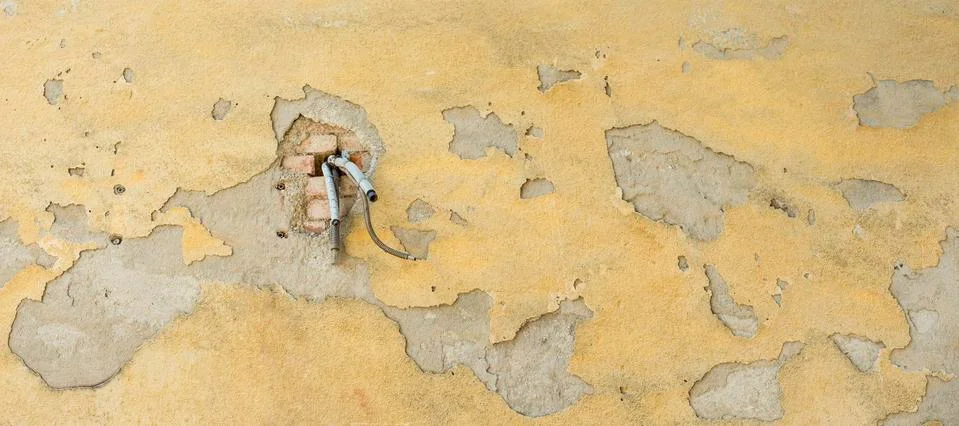 Cables out of wall Foto stock